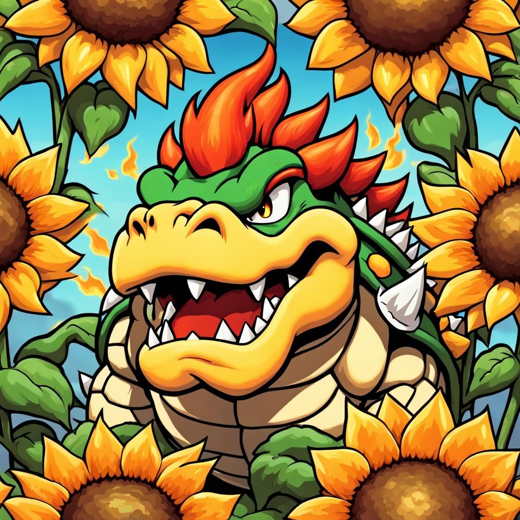 Bowser Breathing Fire in Nintendo Style