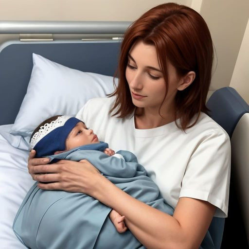 New Mother Holds Baby for First Time in Hospital Bed