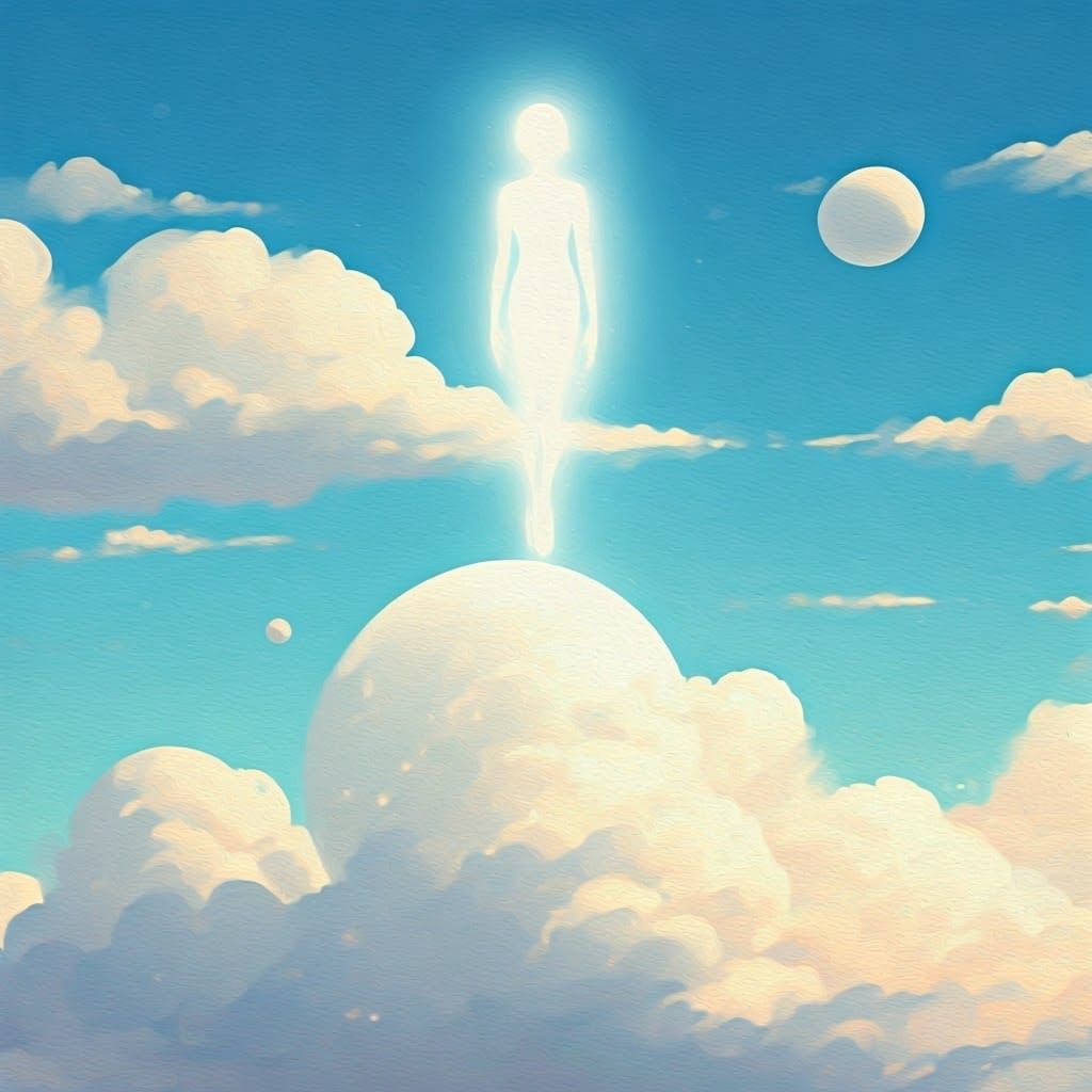 Ethereal Orbs Ascending Heavenward in Digital Illustration S...
