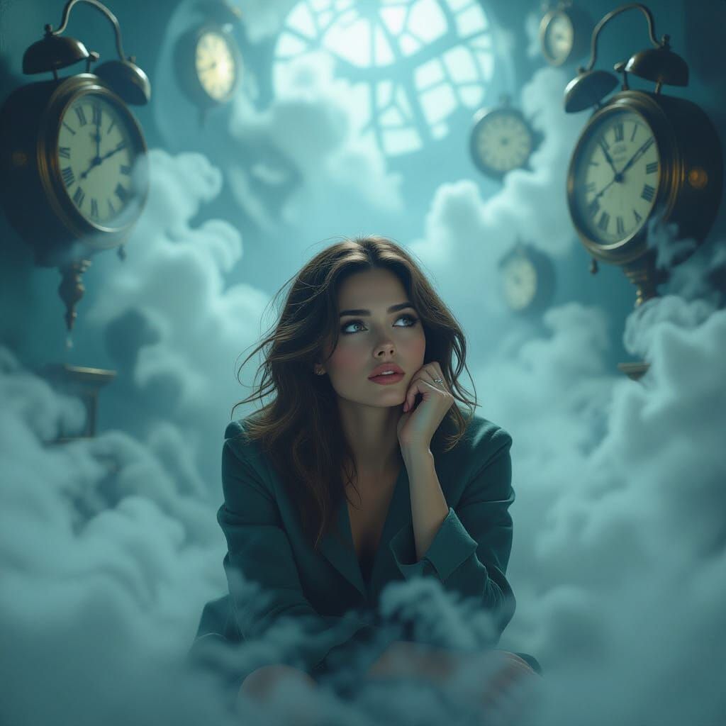 Ethereal Woman Lost in Time: Digital Art