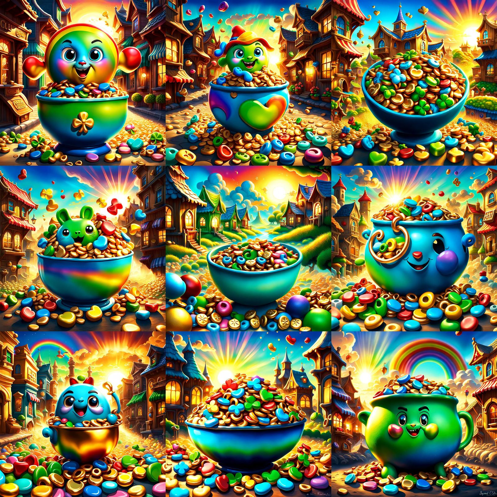 Lucky Charms Cereal in Golden Hour Fantasy