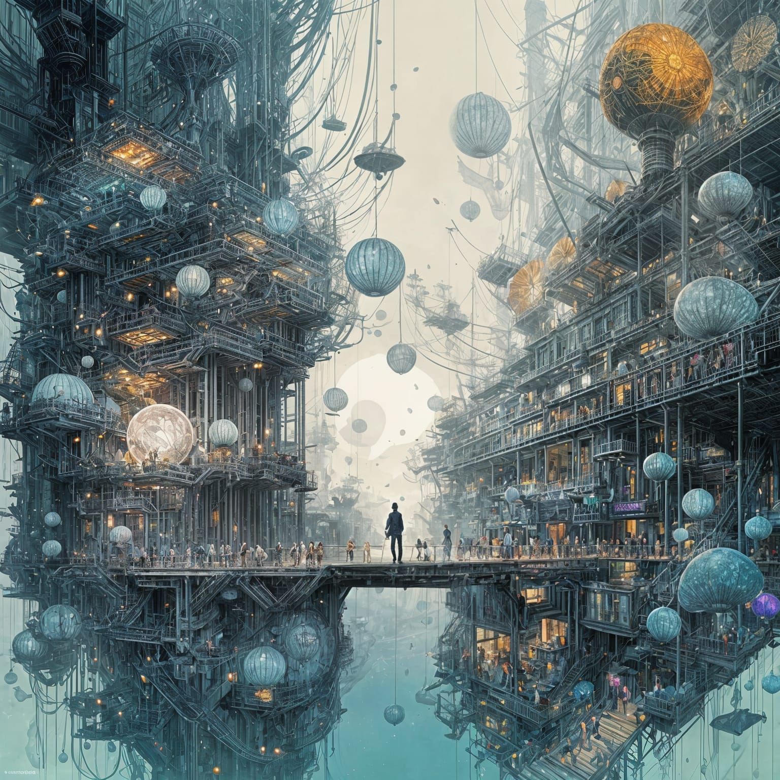 Bioluminescent Deep-Sea City in Surrealist Style