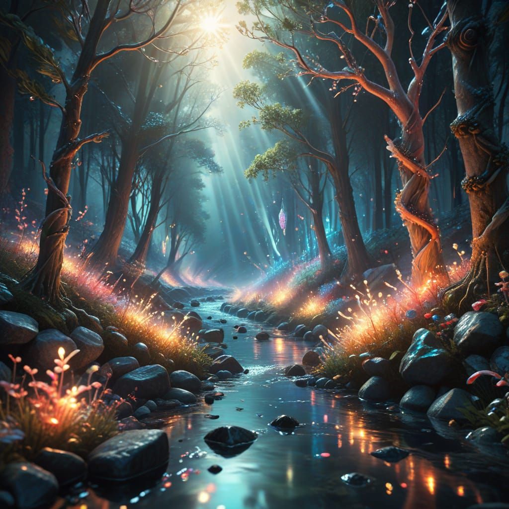 Enchanted Forest Clearing with Candy Cane Trees