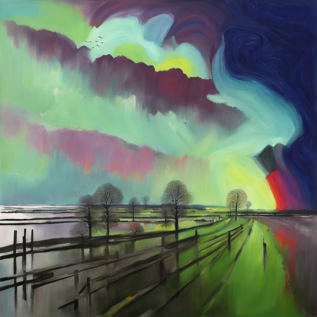 Distorted Cityscape in Psychedelic Hues