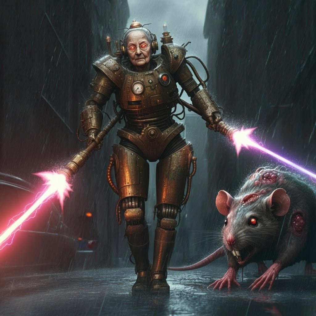 Cyborg Grandma Dominates Dystopian Metropolis