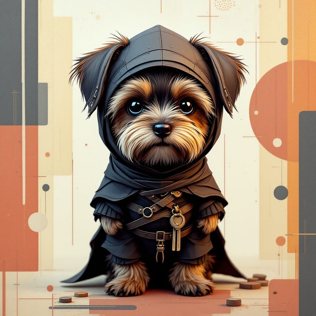 Havanese Ninja in Elegant Wood Chip Acrylic Art