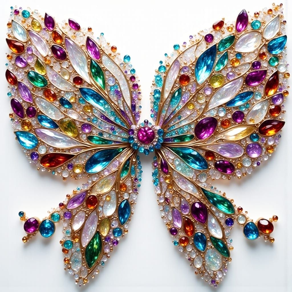 Cute Fawn in Christmas Hat Adorned with Gemstone Mosaic