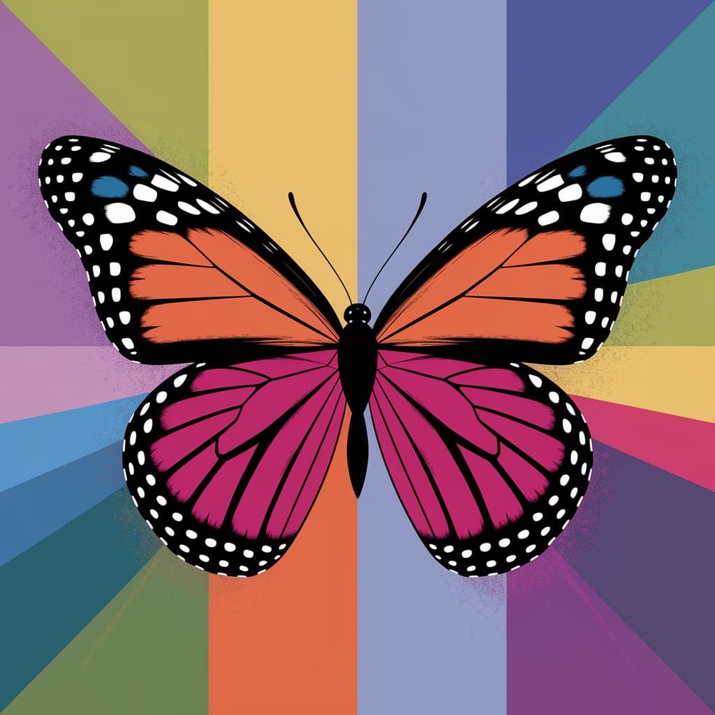 Vibrant Pop Art Butterfly in Symmetrical Display