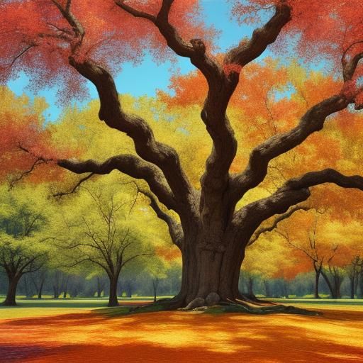 Colorful Abstract Oak Tree Fine Art