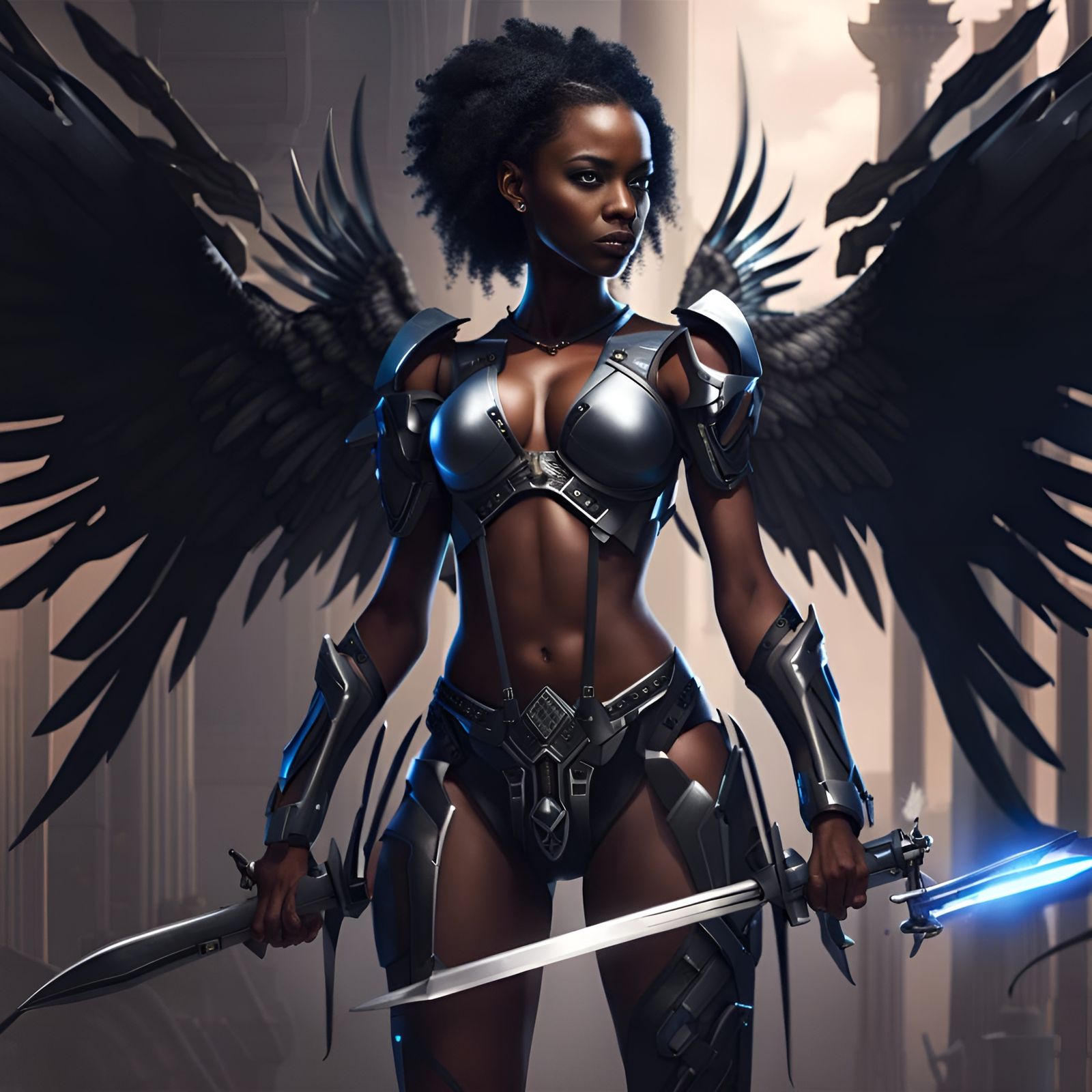 Cyberpunk Dark Angel Warrior with Sword