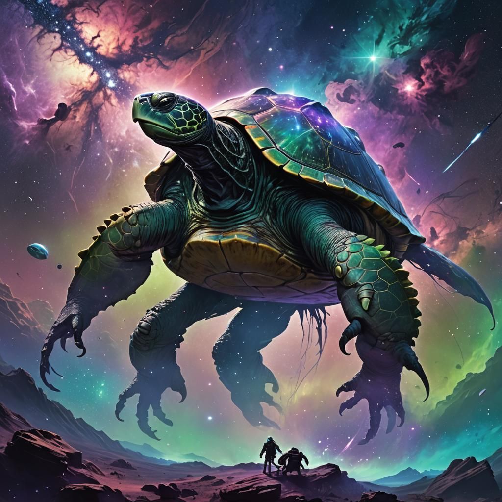 Epic Sci-Fi Turtle Creature in Deep Space