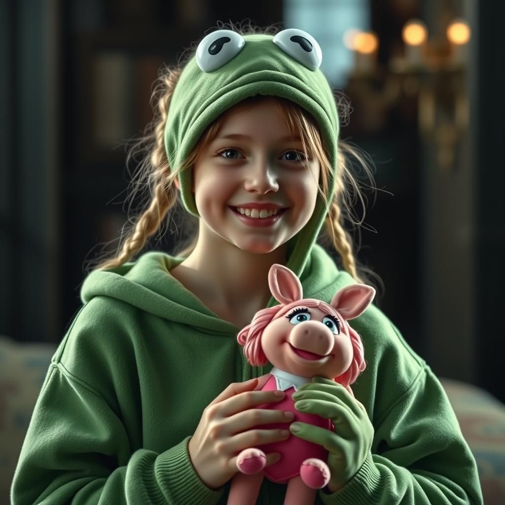 A Kermit the frog onesie