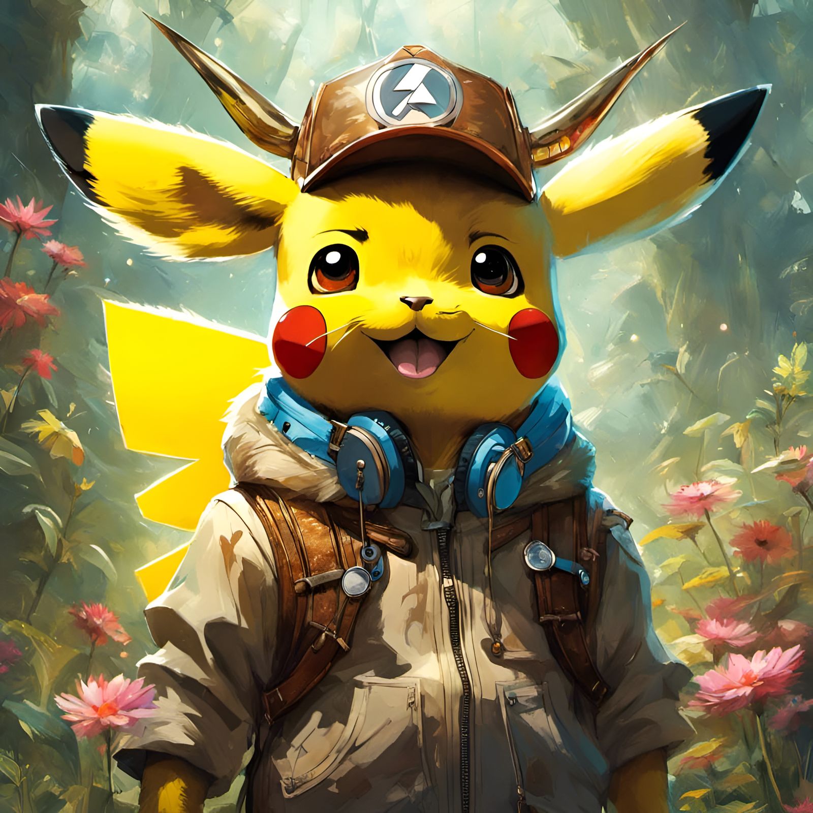 Adorable Pikachu as Cow Portrait in Digital Art Style