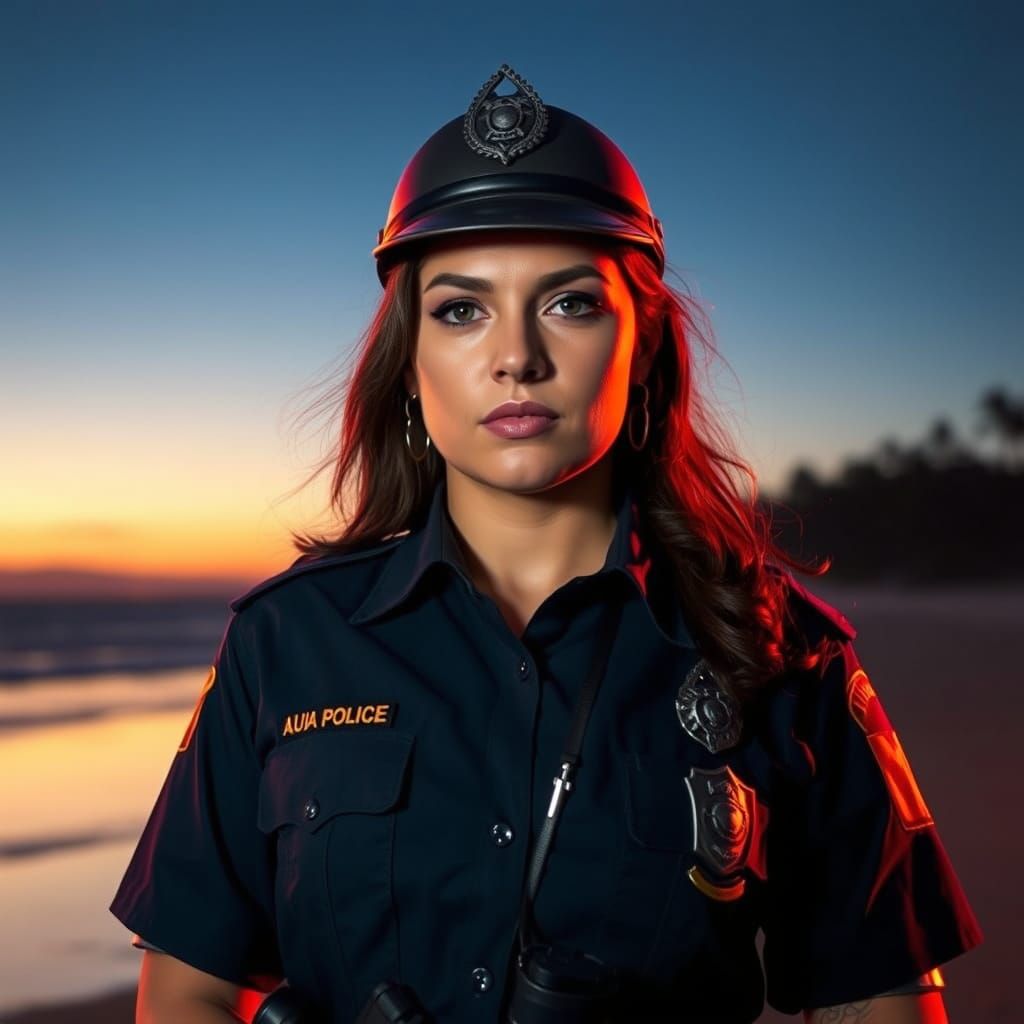 Ana Lucia Cortez on a Beach at Sunset