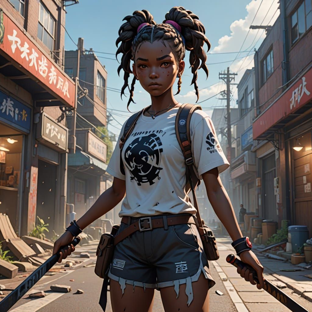 Zombie Slayer on Wheels in Anime Style