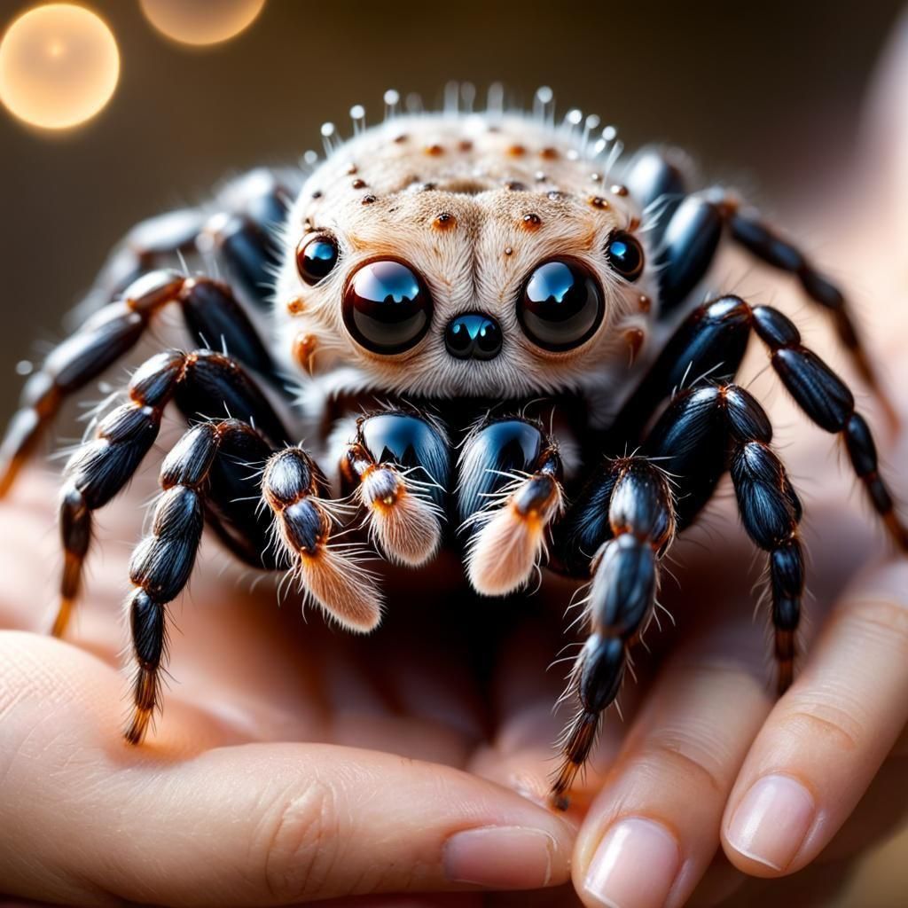 Cute Chibi Baby Spider in Photorealistic Photography