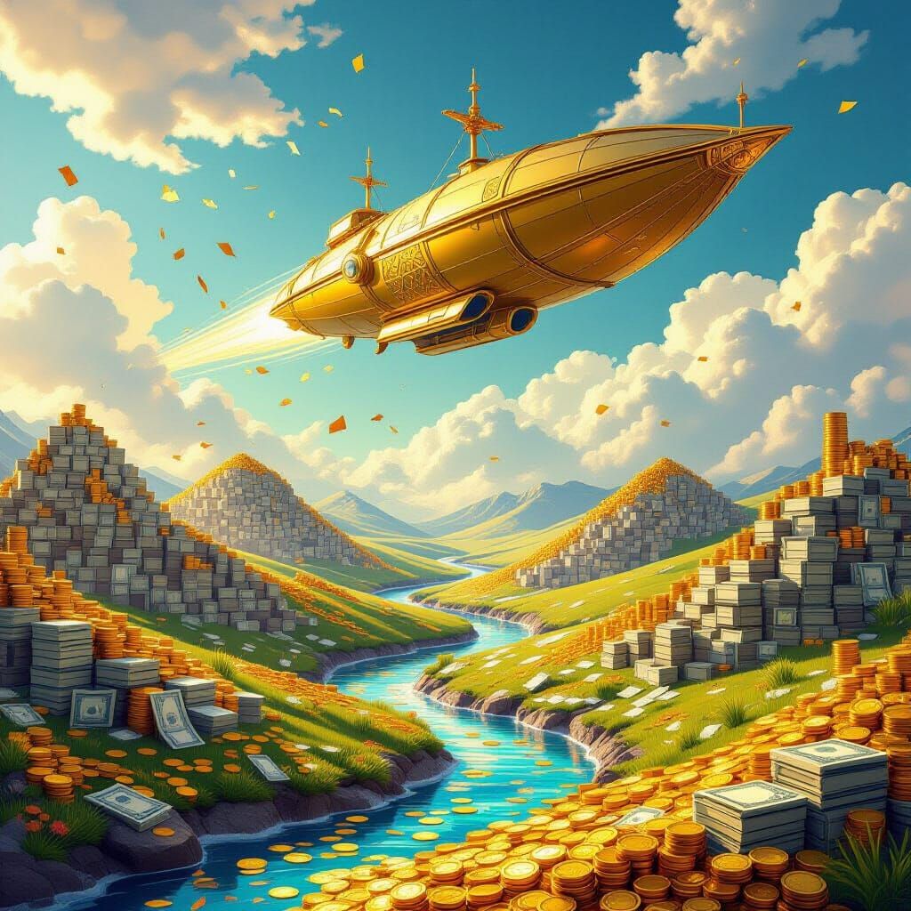 Surreal Landscape of Money Hills and Gold Rivers