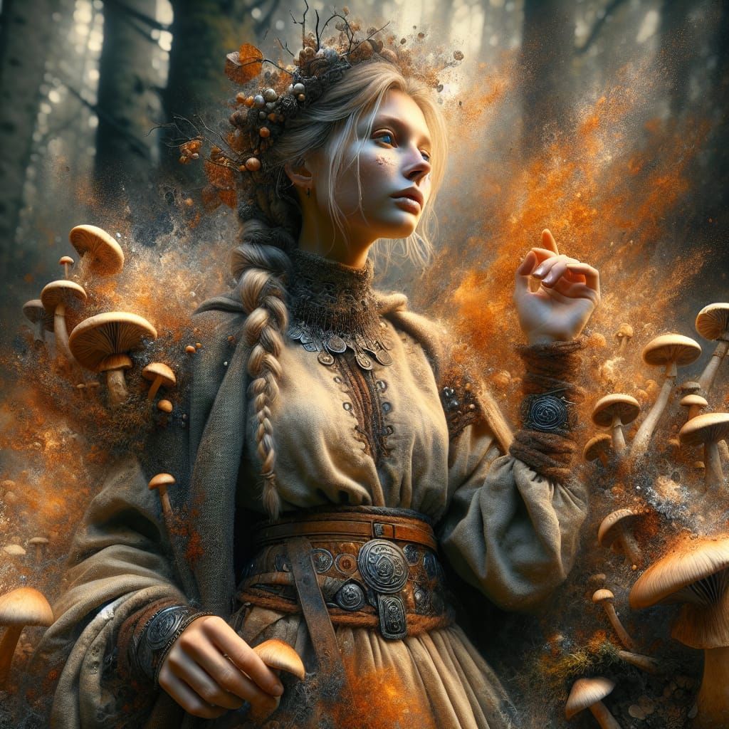 Latvian Mushroom Goddess in Iron Age Forest