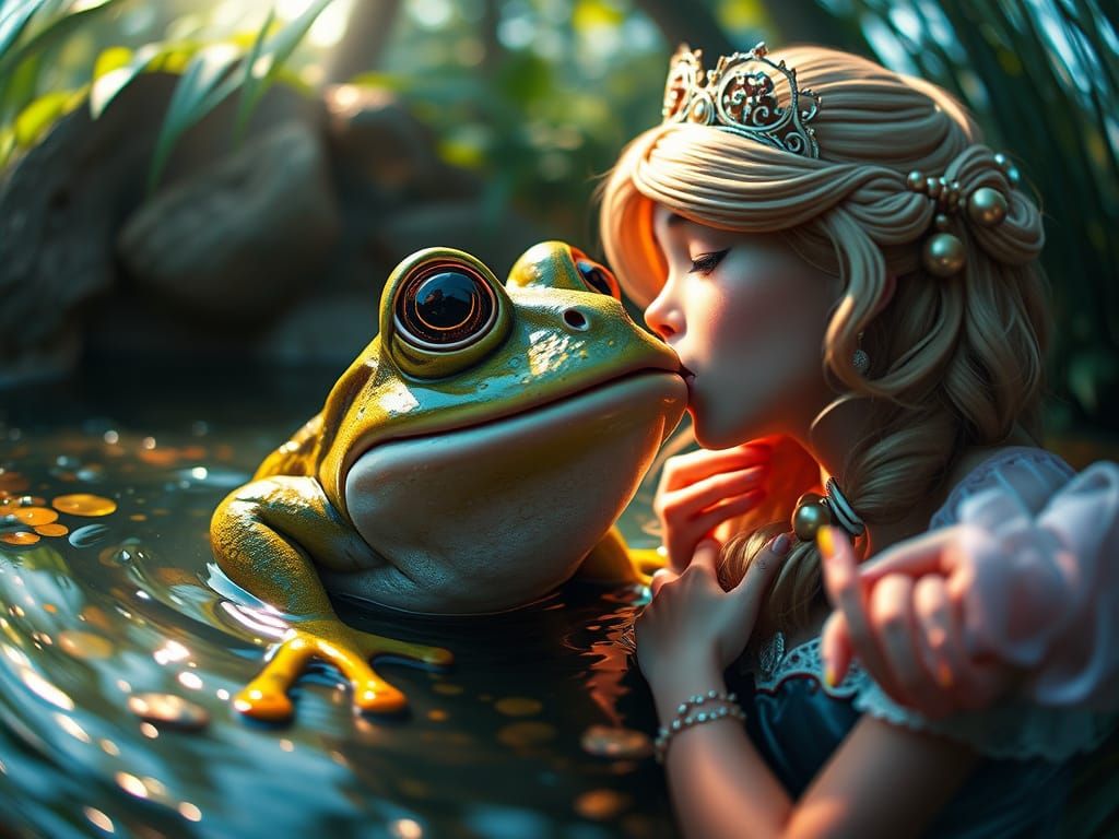Surprised Frog About to be Kissed, Hyperdetailed Art