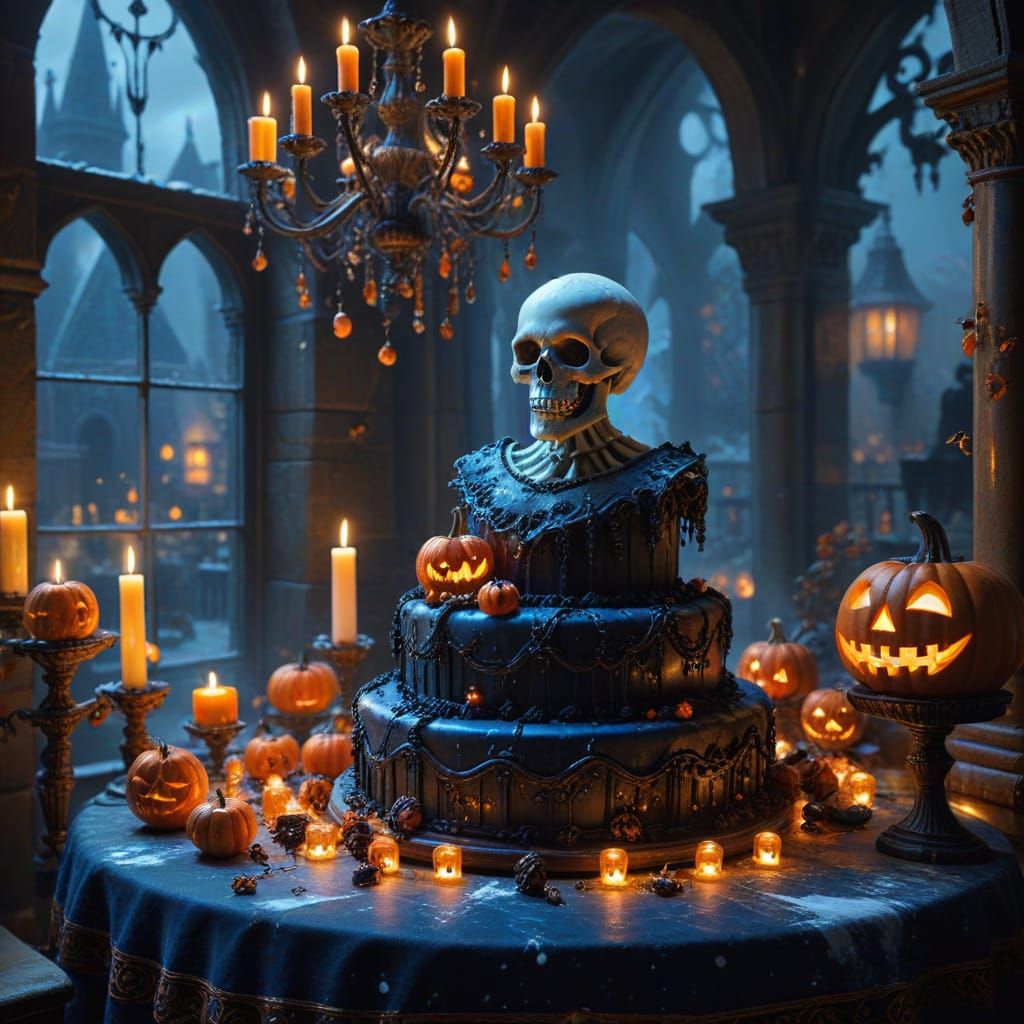 Ghoul's Eerie Birthday Celebration with Black Icing Cake
