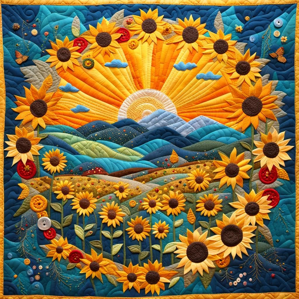 Fantasy Landscape Folk Art Applique Quilt Collage