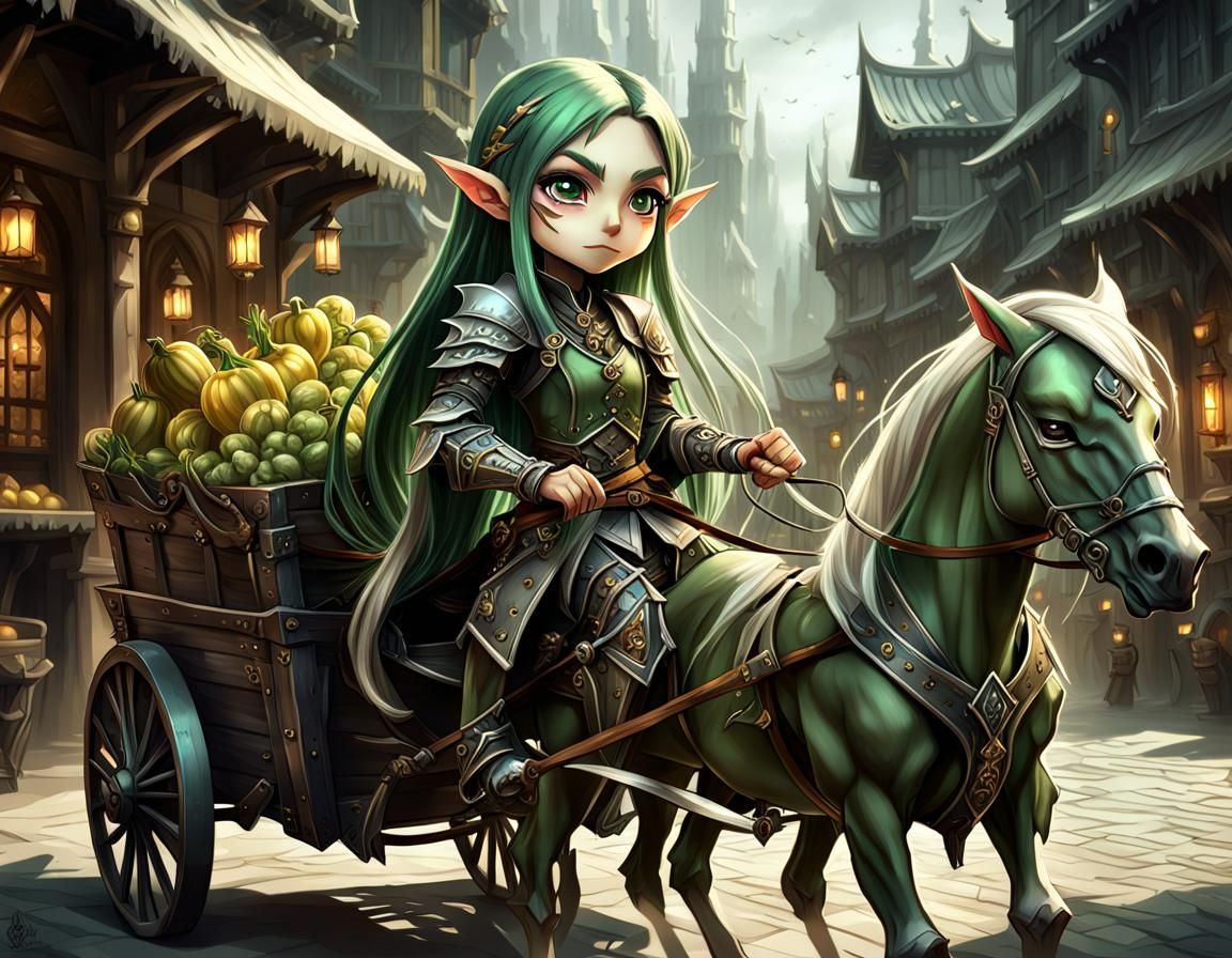 Elven Merchant's Armored Escort: Dark Fantasy Anime