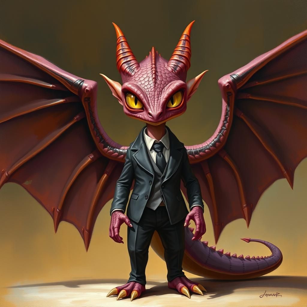 This angry female dragonling has round, slit-pupiled eyes th...