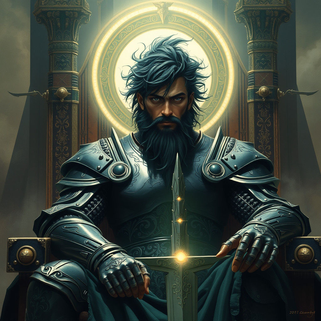 Majestic Knight on Throne in Gothic Style