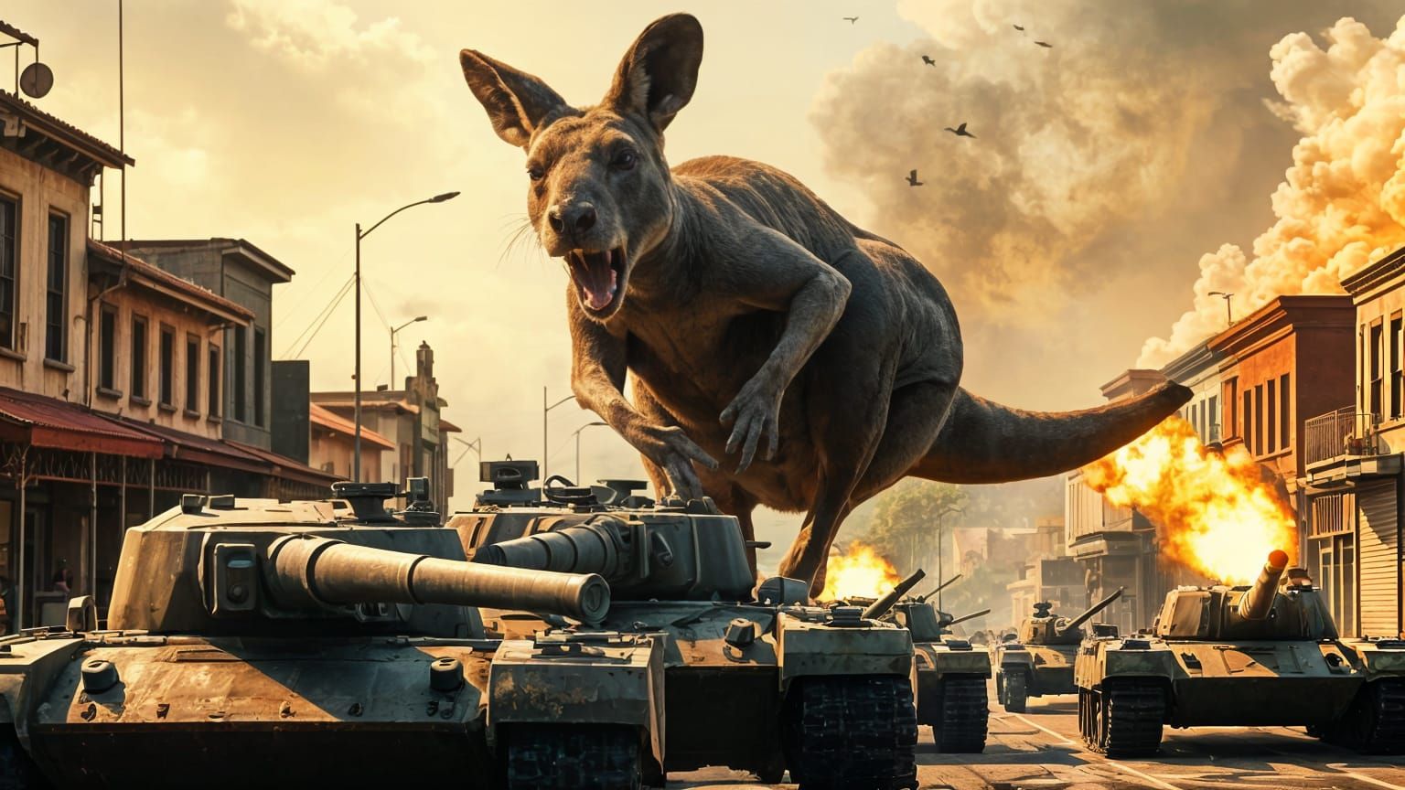 Giant Kangaroo Rampages Through Australian City, Engaged by ...