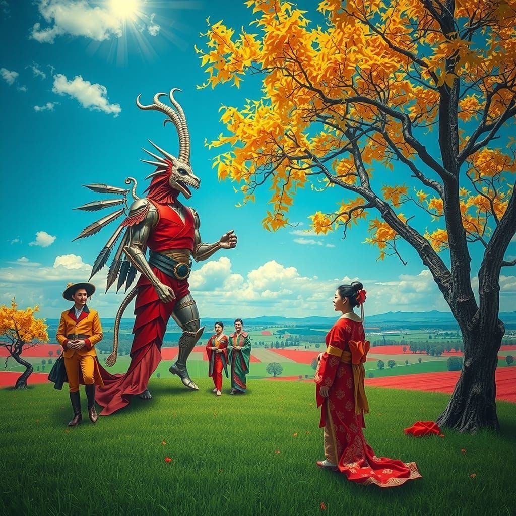 Chimaera, Matador, Harlequin, and Geisha in Photorealistic S...