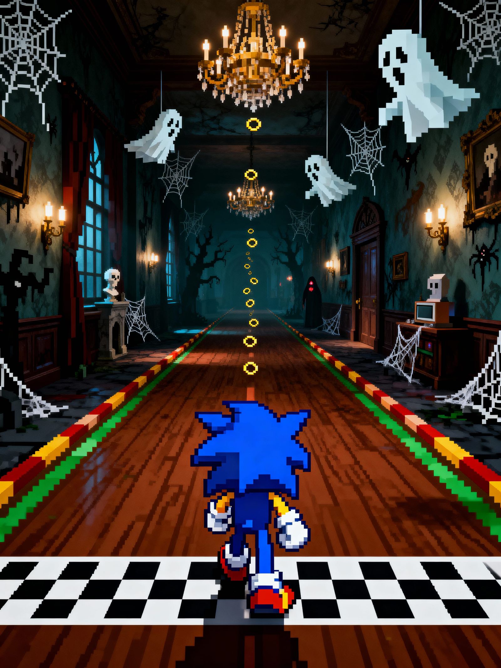 Sonic The Hedgehog Ready to Run in Haunted Mansion Race