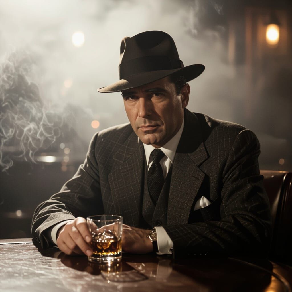 Humphrey Bogart in Dimly Lit Jazz Club