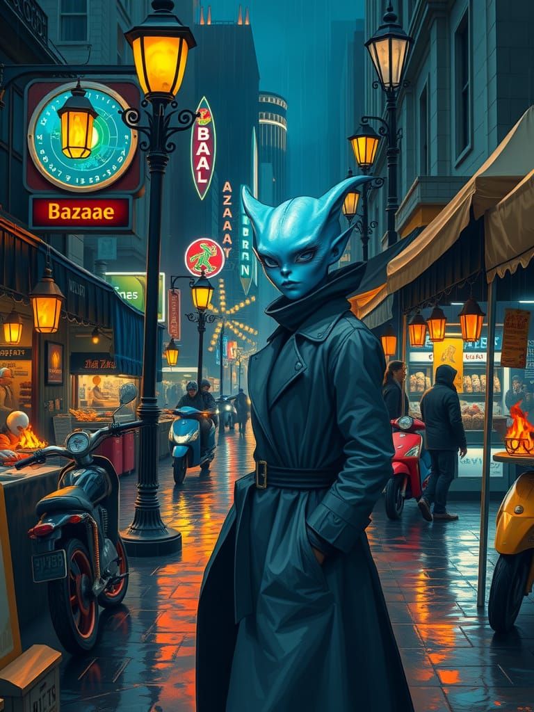 Cyberpunk Favela Market at Night in Vibrant Colors