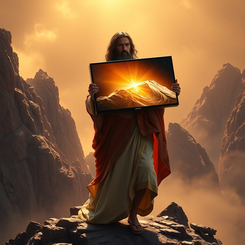Majestic Moses Descends Sinai with Divine Computing