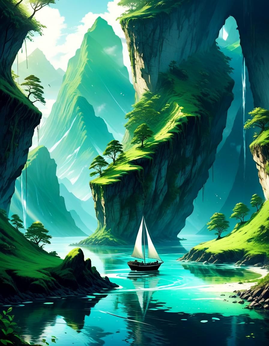 Idyllic Tropical Islands in a Calm Stream