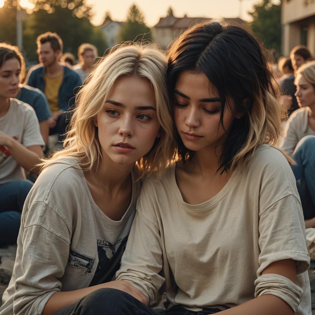 Romantic Cuddle in Golden Light