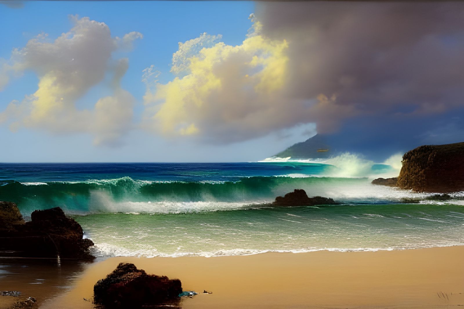 Dramatic Tropical Seascape with Pristine Beach