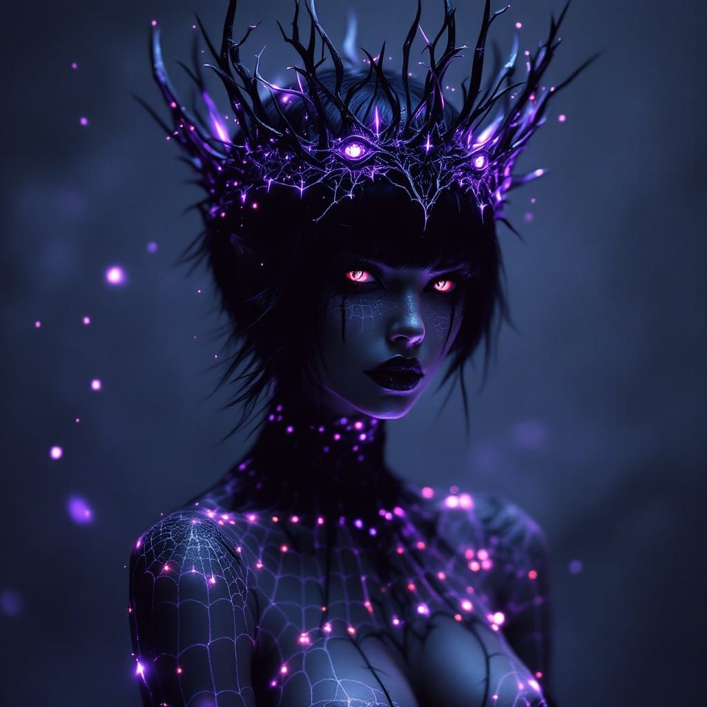 Mysterious Goth Shadow Demon with Intricate Black Crown