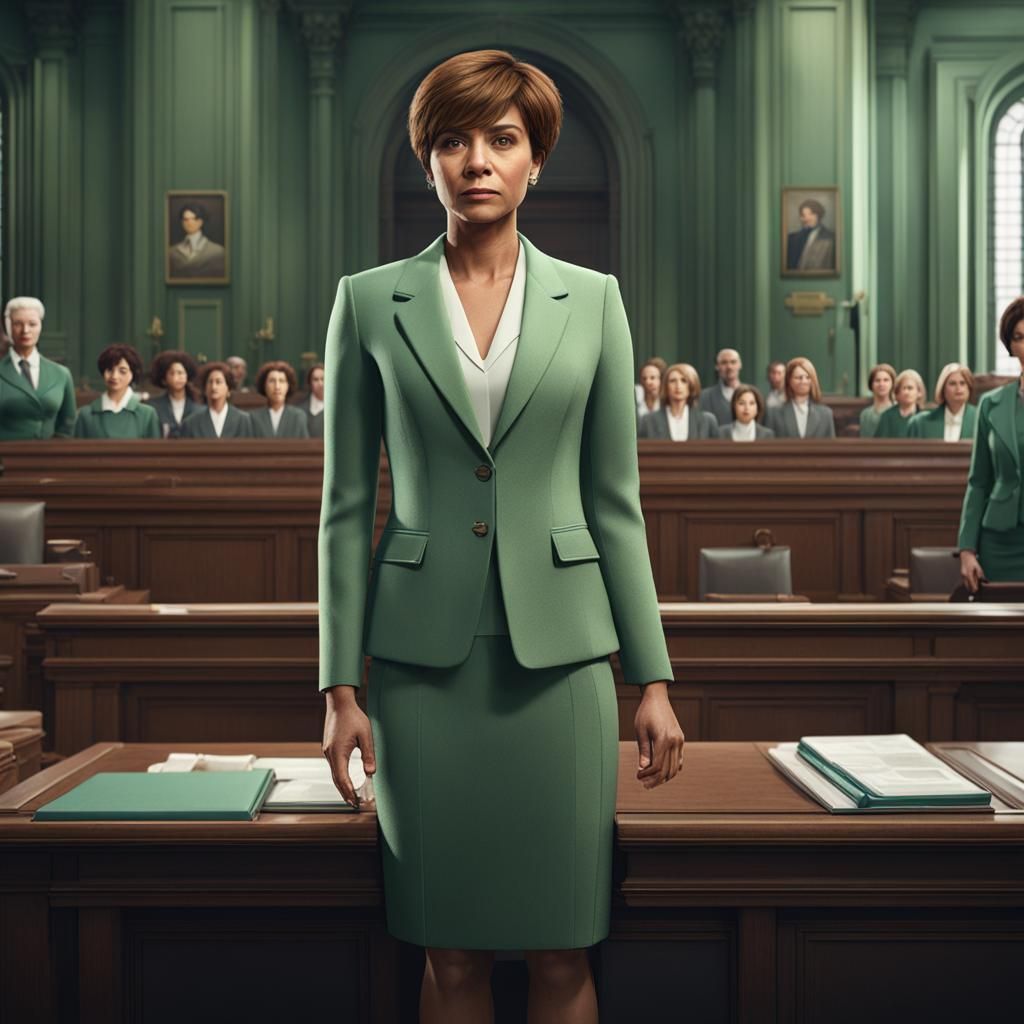 Fantastical Female Attorneys in a Mysterious Courtroom Scene