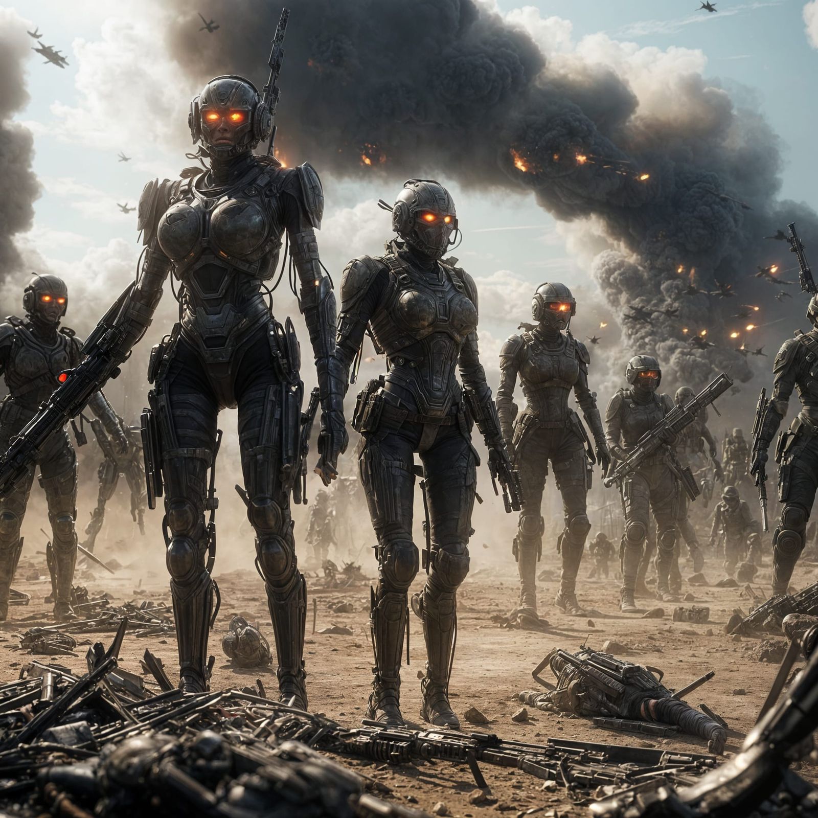 Survivors Face Futuristic Soldiers in Photorealistic Style