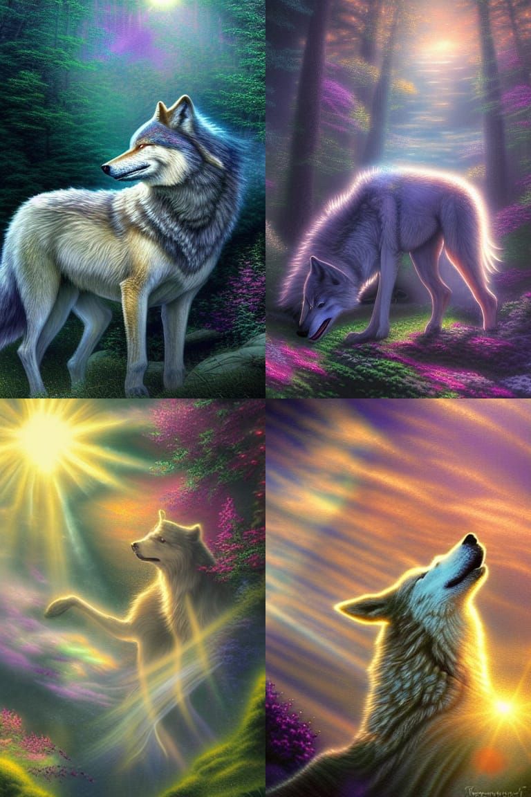 Ethereal Wolf Spirit in Heavenly Sunshine