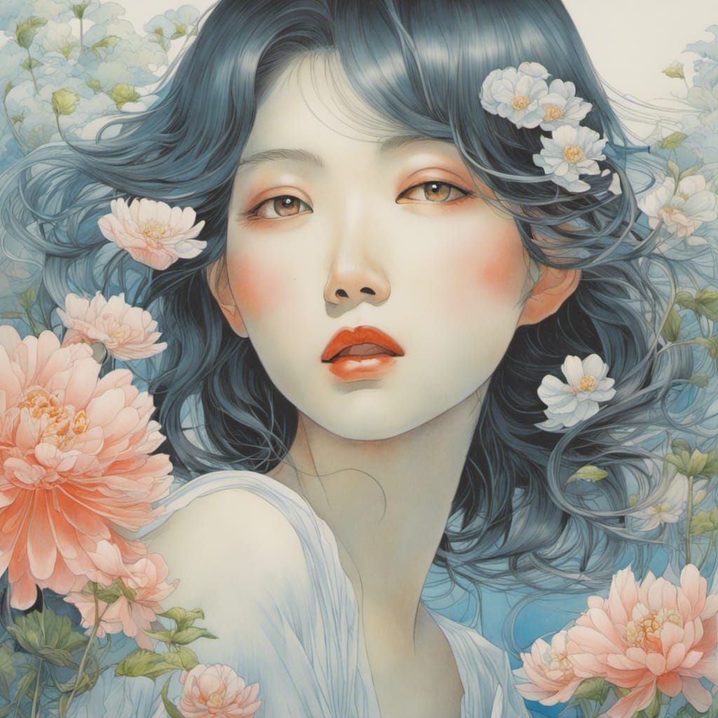 Floral Portrait in a Delicate Style