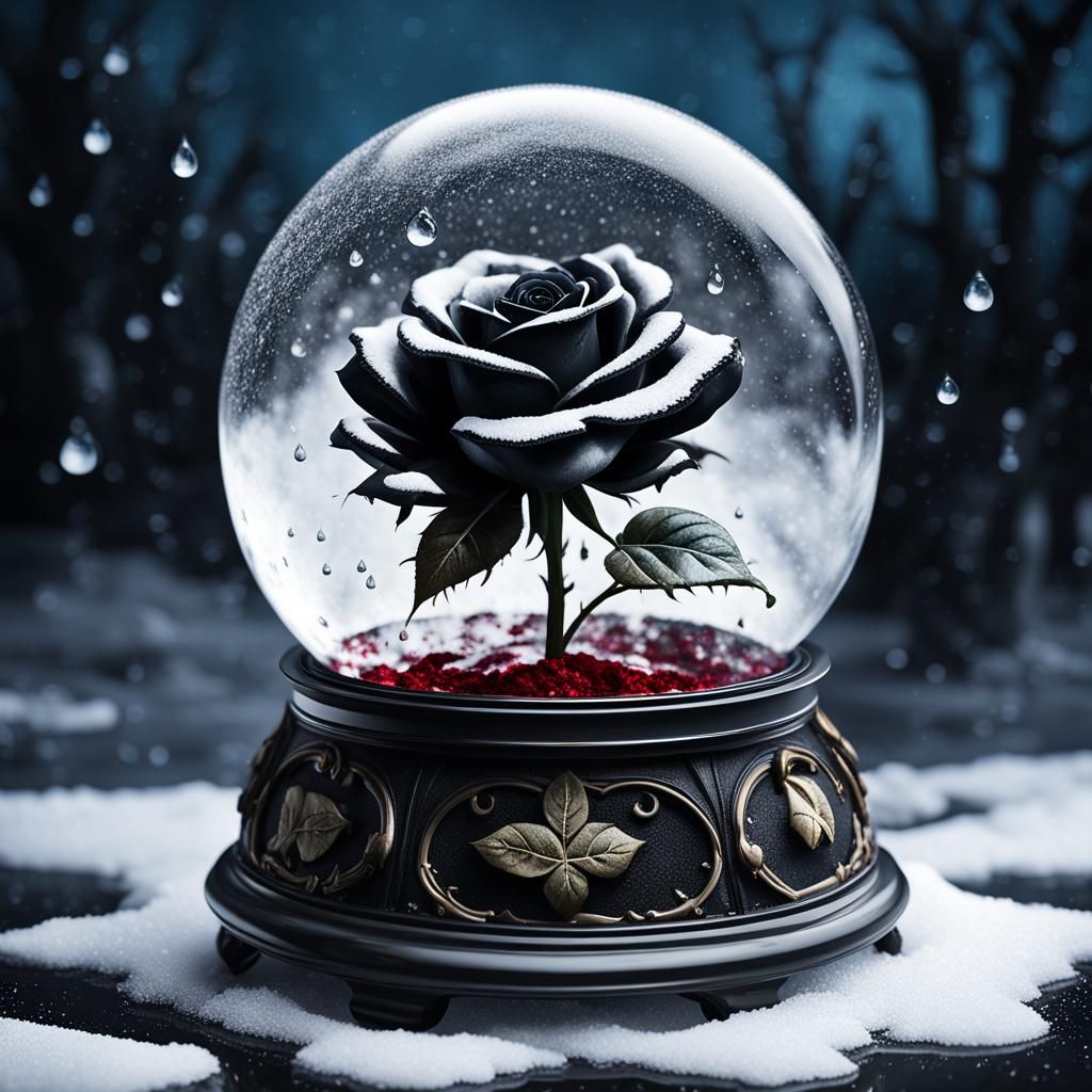 Black Rose Snow Globe