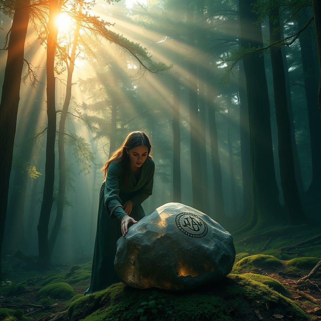 Mystical Forest Encounter in a Dreamlike Atmosphere