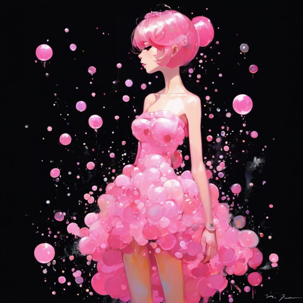 Dreamy Digital Painting of a Bubblegum Princess in Whimsical...
