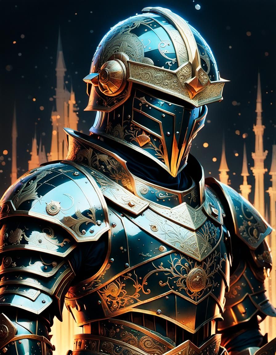 Crystal Knight Portrait in Cel-Shaded Style