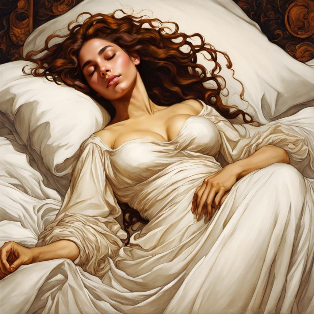 Sleeping Beauty in Egon Schiele Style