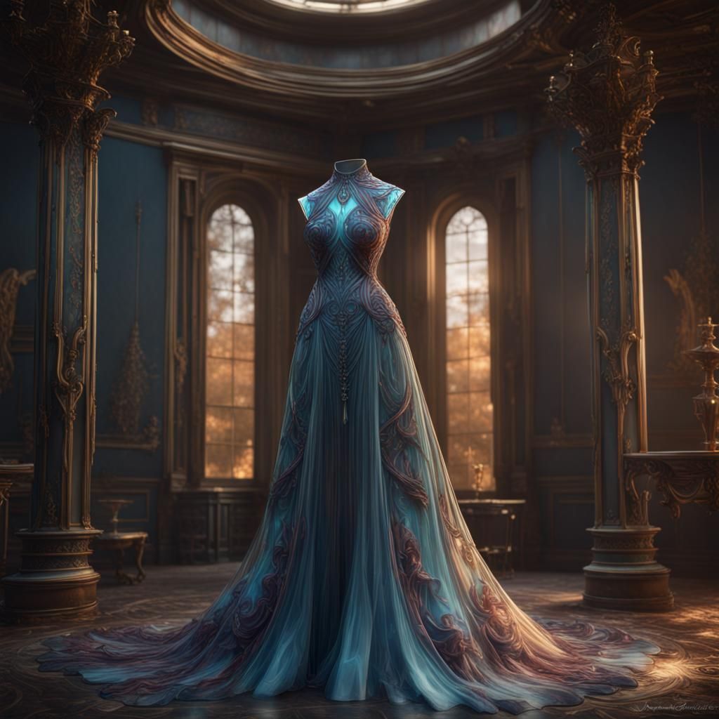 Glass Dress: Detailed Matte Painting in Deep Color