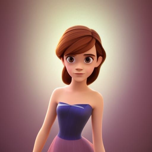 Emma Watson as Disney Princess: Pixar-Style 3D Render