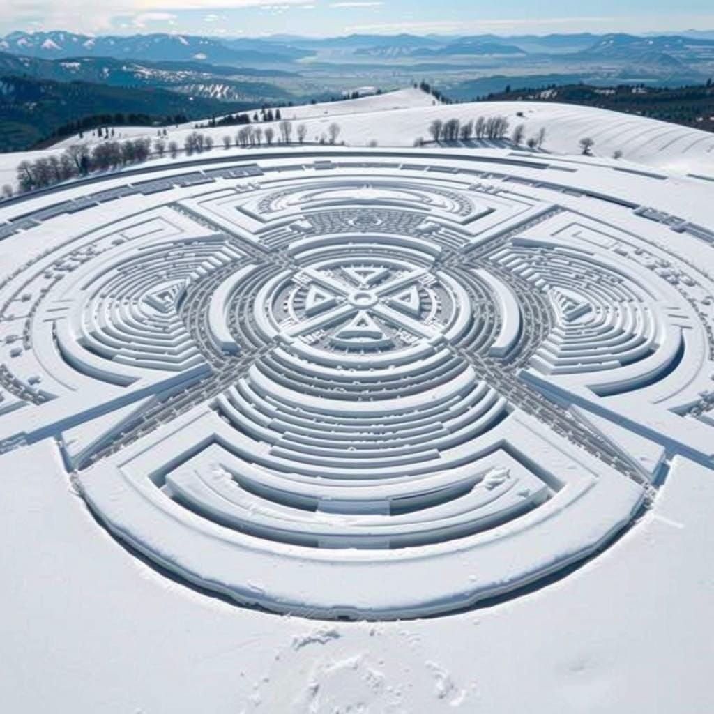 Sacred Snow Geometry in Serene Landscape